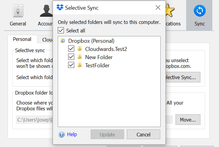 Dropbox Selective Sync Slide5