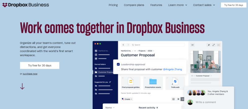 Dropbox-Business-homepage-2019
