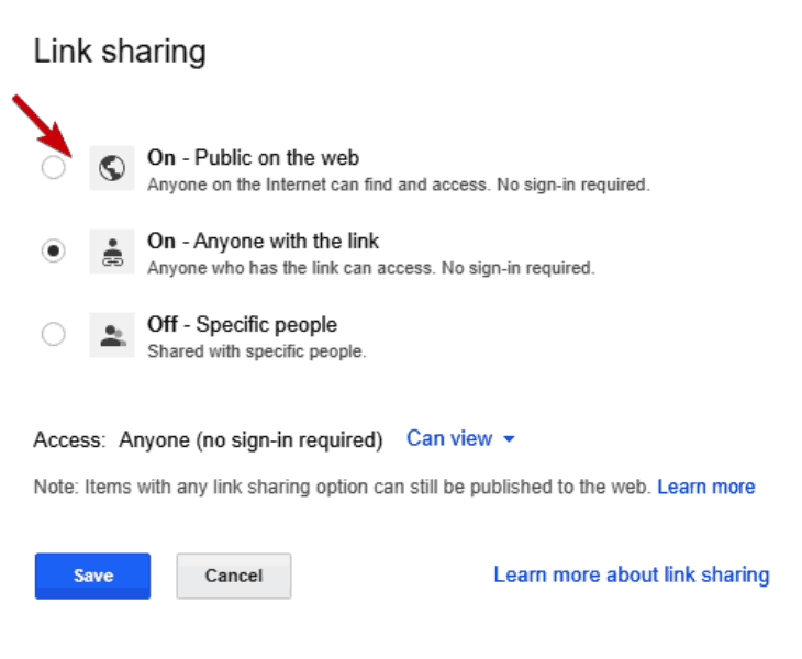 Google-file-sharing-kry-Deelbaar-skakel-iemand-met-skakel-openbare