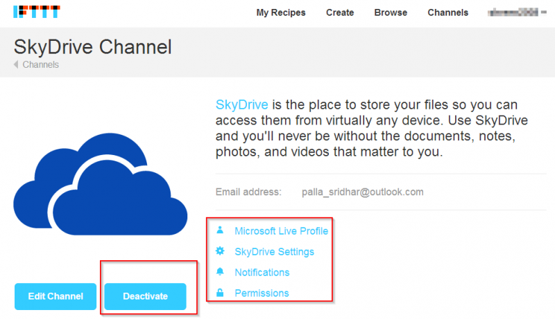 SkyDrive-kanaalaktivering