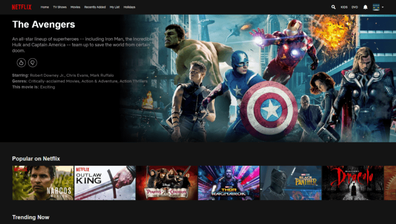 Watching the Avengers op Netflix