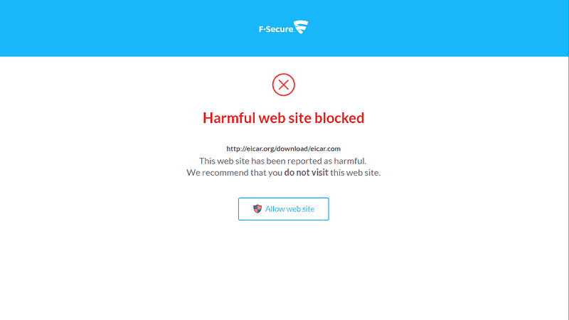 Lloc web Antivirus F-Secure bloquejat