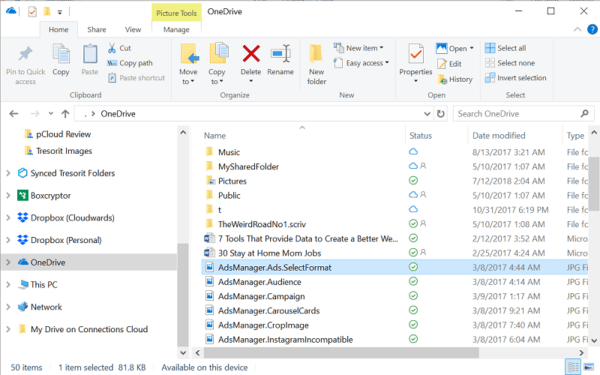 OneDrive同步文件夹滑块