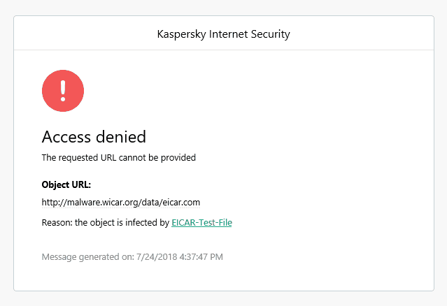 Kaspersky blokerede webside