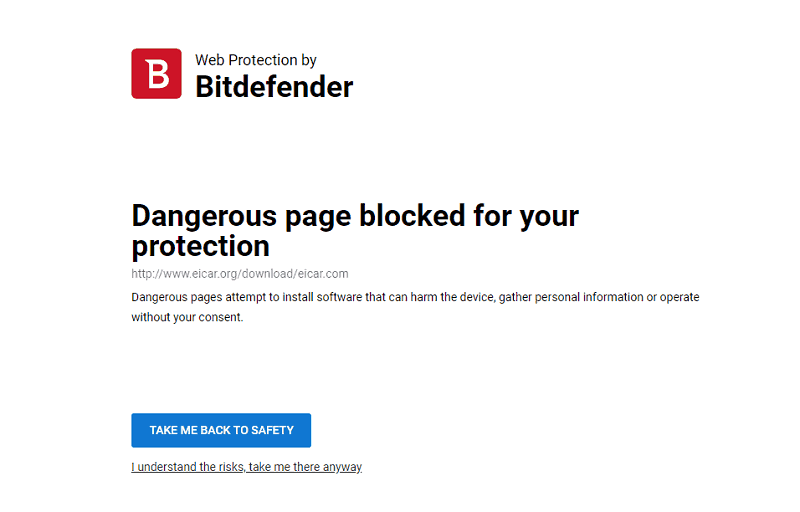 Web blokovaný bitdefenderem